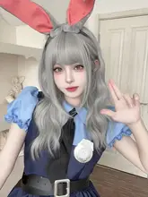AG 人工ウィッグ 大波浪ロリータ風ロングヘア【シルバーグレー・フルカバー・かわいい前髪】