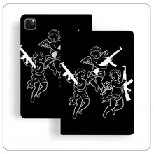 ユニークなカートゥーンデザインのiPadプロ用三折保護カバー【アクリル製・レトロヒップホップスタイル】