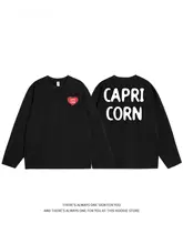ハートロゴプリントのコットン長袖Tシャツ【ラウンドネック・女性用・春秋向け・ゆったりデザイン】