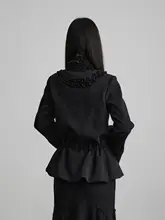 立体褶裥デザインのコットン調節可能ウエストダブルジッパーアウター【女性用】