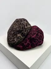 レトロ風 ヒョウ柄Y2K キャップ【女性用・ストリートスタイル・日除け付き】