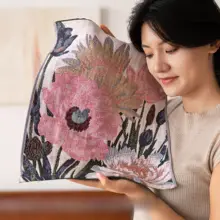 花柄デザインの純棉四重ガーゼフェイスタオル【吸水性抜群・掛け式】
