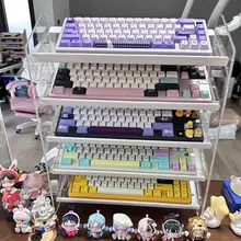 アクリル製キーボードスタンド【デスク収納用・マウス置き・化粧品や書類整理】