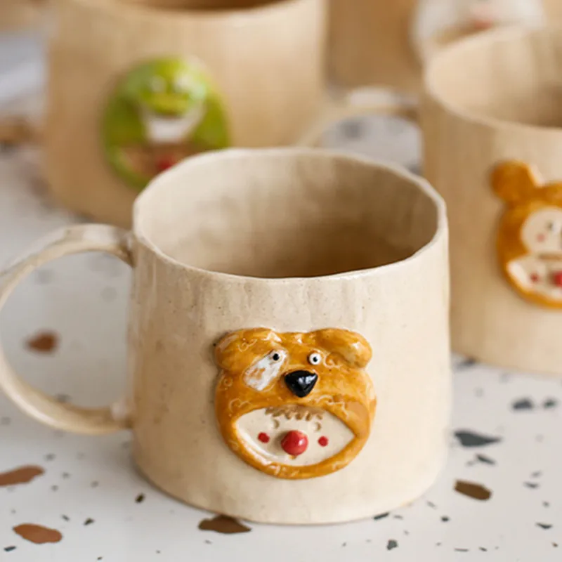 十二生肖デザインの手作り陶器マグカップ【個性的・コーヒー用】