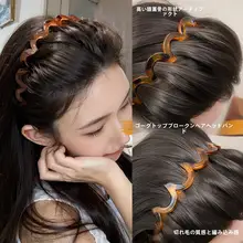シンプルで洗練されたデザイン！波状トップヘアバンド【黒・フェイスラインを引き立てる・フワフワ感】