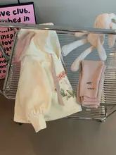 ウサギデザインの子供用厚手フリーススウェットシャツ【冬用・可愛い・女の子向け】