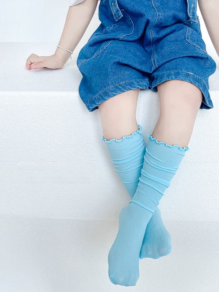 ルーズソックス キッズ ガールズ ロング丈 薄手 キャンディカラー くしゅくしゅ 締め付けにくい 夏用 韓流