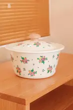 蓋付きエナメル製ボウル【家庭用・スープボウル・洗面器・調理用】