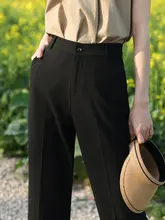 春夏用の快適なワークパンツ【黒・レディース・ストレート・クロップド・ゆったり】