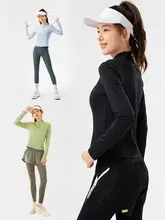 361 ヨガウェア レディース 春秋用 長袖ジッパー付き フィットネスウェア トレーニングシャツ