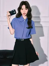 ブルータータンチェック柄 半袖シャツ【レディース・夏用・襟付き・通勤向け】