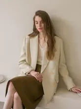 dailyart レディース ヴィンテージ風 ショルダーパッド付き ルーズフィット 体型カバー ジャケット