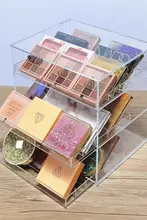 アクリル製引き出し付きメイクボックス【アイシャドウパレット・化粧品収納・ドレッサー用】