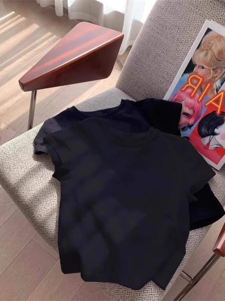 2025新作 レディースウェア イエローフロントショルダー半袖 Tシャツ：通勤風のトレンドフェミニンスタイルを実現