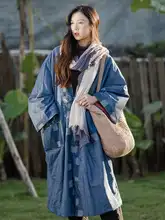 冬用レトロデザインの大きいサイズ加絨コットンガウン【開襟・刺繍入り・ルーズフィット】