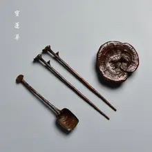 銅製 炭鋏・炭へら・炭カバー【アンティーク調・茶道用炭炉工具】