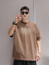 美しいプリントのラウンドネック半袖Tシャツ【メンズ・ルーズフィット・カジュアルデザイン】