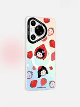 華為Pura70用 ストロベリー柄 ハードケース【全包・耐衝撃・マグネットスタンド付き】