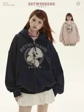 犬プリントデザインのジップアップパーカー【フード付き・春秋用・カーディガンスタイル】