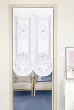 和風生地のレース刺繍ハーフカーテン【リビング・寝室・キッチン用】