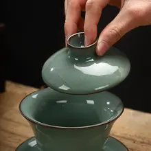 汝窯 陶器製 三才茶碗用 蓋子【小型・茶器アクセサリー】