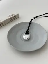 黒ひも立体水滴デザインネックレス【シルバー・引き伸ばし可能】