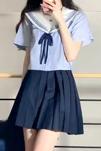 水色セーラー服【日系学院風・基本型・プリーツスカート・セットアップ対応】