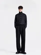 メンズストレートパンツ【黒・秋用・極上の柔らかさ・通勤カジュアル】（セットアップ対応）