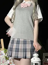 姫物語 綿100% Vネックベスト【シンプルニット・JKスタイル・学生用】