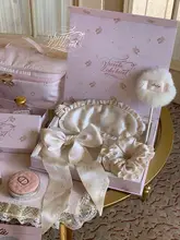 ケーキクマ柄のシルクアイマスクギフトボックス【フラワーレース・ツイリースカーフ付き】