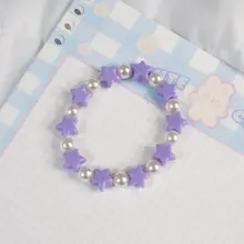 カラフルな星型ビーズブレスレット【かわいいデザイン・ラブリーロリータスタイル・リボン付き】