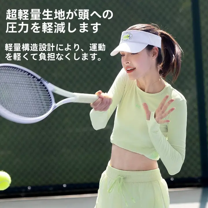 通気性が良く快適な夏用日除け帽子【女性用・テニス・バドミントン・ゴルフ用・空頂デザイン】