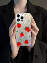 可愛い草苺デザインのiPhoneケース【羽織り仕立て・ストラップ付き・高品質】