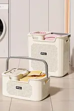 家庭用 収納カゴ【バスルーム・洗濯物入れ・コンパクトデザイン】