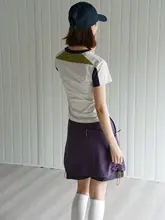 Tシャツ レディース Vネック カラーブロック ストレッチ 半袖 ウエストシェイプ スタイルアップ アメリカンスタイル レーシングスタイル アウトドア サイクリング 夏 「NBN」