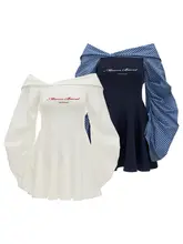 MAMC フリルスリーブオフショルダーワンピース【秋用・長袖・上品デザイン】