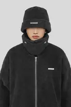 バケットハット 黒色 厚手 ラムウール