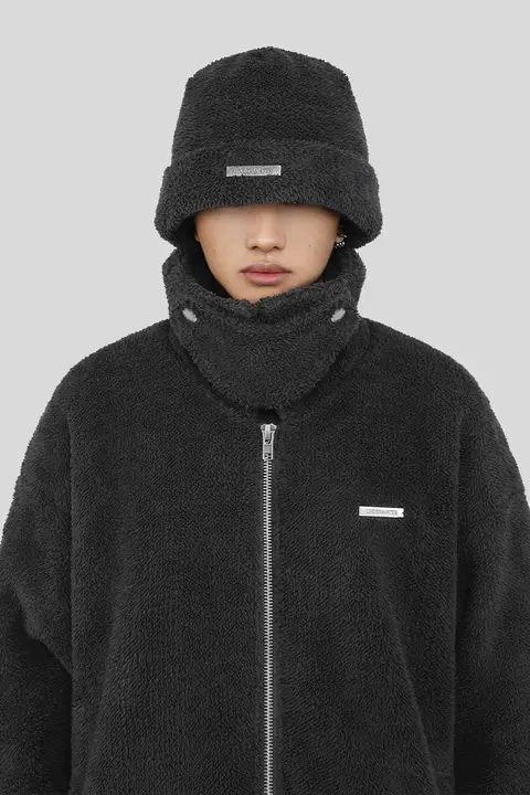 バケットハット 黒色 厚手 ラムウール