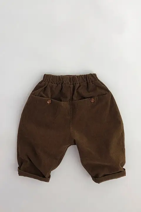 子供用コーデュロイロールアップパンツ【春秋用・ユニセックス・おしゃれなデザイン】（セットアップ対応）