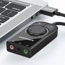 UGREEN USB外付けサウンドカード【デスクトップ・ノートパソコン用・オーディオ変換器・ヘッドフォンマイク対応】