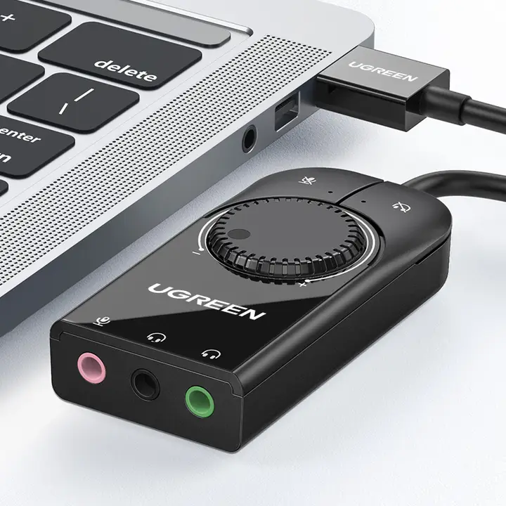 UGREEN USB外付けサウンドカード【デスクトップ・ノートパソコン用・オーディオ変換器・ヘッドフォンマイク対応】