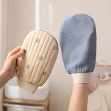 リボン付き星柄ボディスクラバー【肌を傷めず痛みのない両面マッサージ手袋・お風呂用】