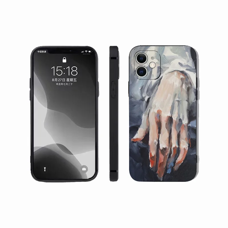 全包カバー スマートフォンケース【液体シリコン・アートデザイン・冷淡スタイル・iPhone対応】