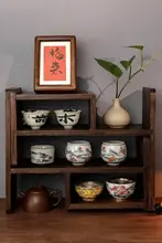 収納棚 茶器 ティーポット カップ 無垢材 組み合わせ