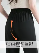 夏用 ストレッチワイドレッグパンツ【大きいサイズ・ロング・薄手・スリムフィット】
