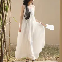 エレガントな二色使いの肩紐付きロングドレス【新中式・文芸風】