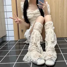 可愛いレースフリル付きロリータ風レッグウォーマー【春秋用・ロングタイプ】