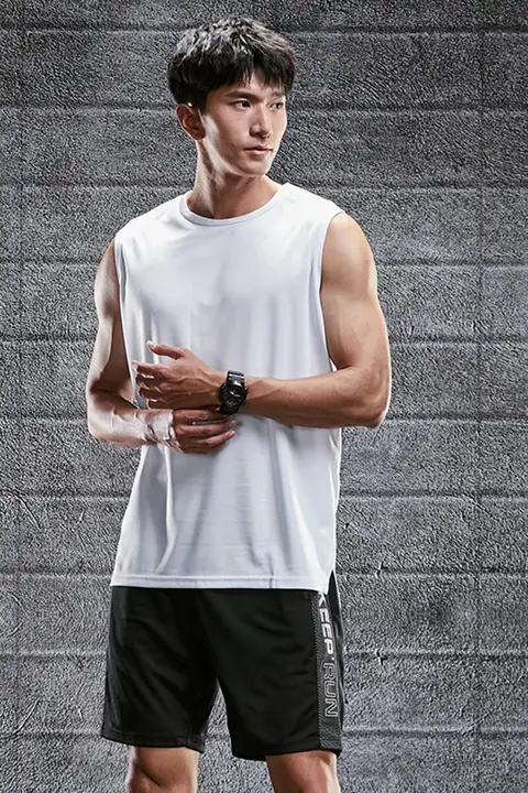 速乾メンズスポーツウェアセット【夏用・アイスシルクTシャツ・バスケットボール・トレーニング用・短袖・ランニング】