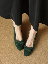 フラットバレエシューズ【本革・スエード・リボン付き・通勤用】