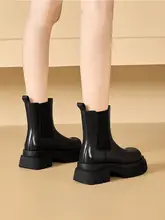 チェルシーブーツ【女性用・秋用・本革・スリムデザイン・厚底】